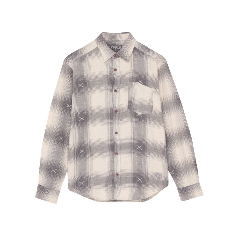 y STAPLE / QUALITY LOGO FLANNEL / STONE z XeCv Vc tl lVc `FbN ItzCg AC{[ O[