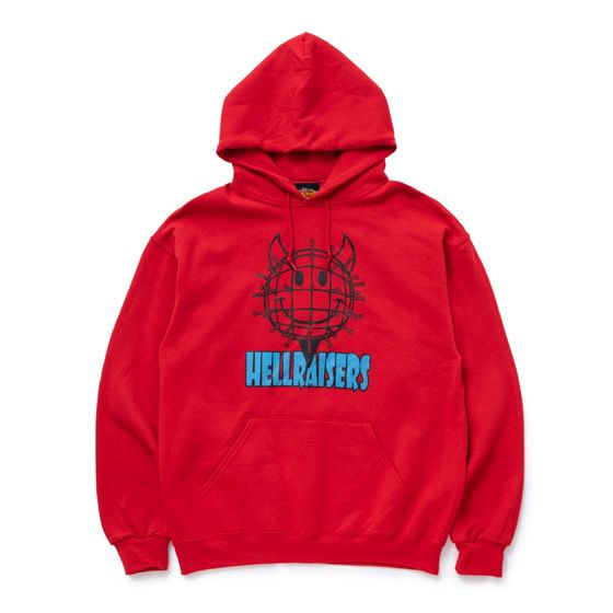 y WORLD INDUSTRIES / HELLRAISER HOODY / RED z [hC_Xg[Y p[J[@t[fB@XEFbg@bh@ԁ@XP[g{[h@