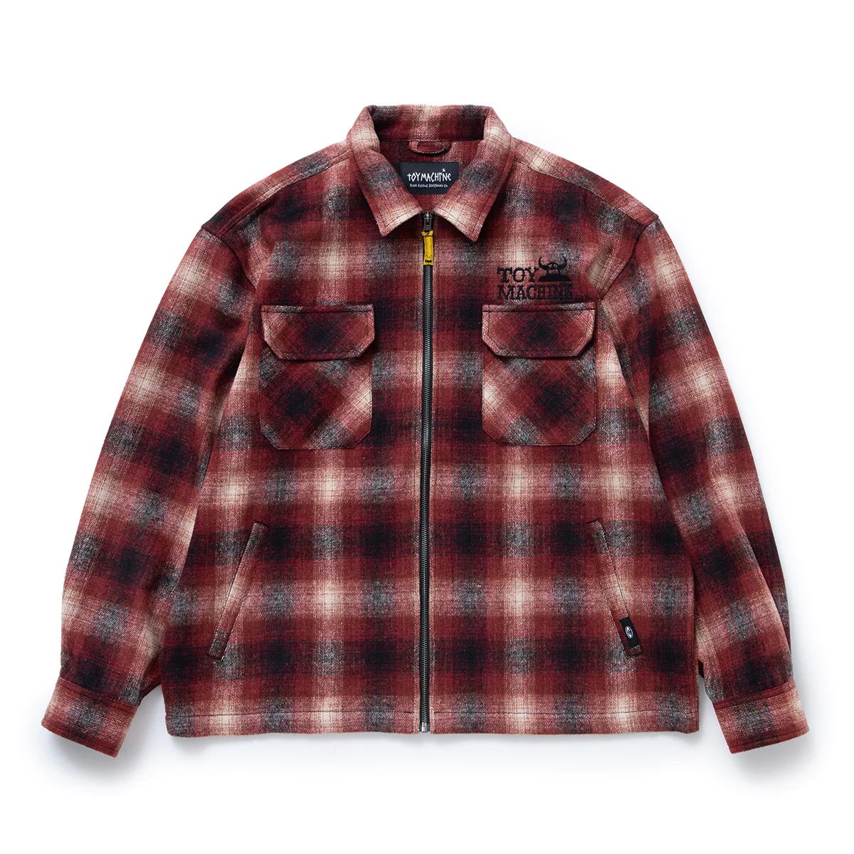 y TOYMACHINE / SECT EYE PATCH PLAID CHECK ZIP SHACKET / RED z@gC}V[@gC}@AE^[@VPbg@Vc WPbg@tl@`FbN@bh@ԁ@