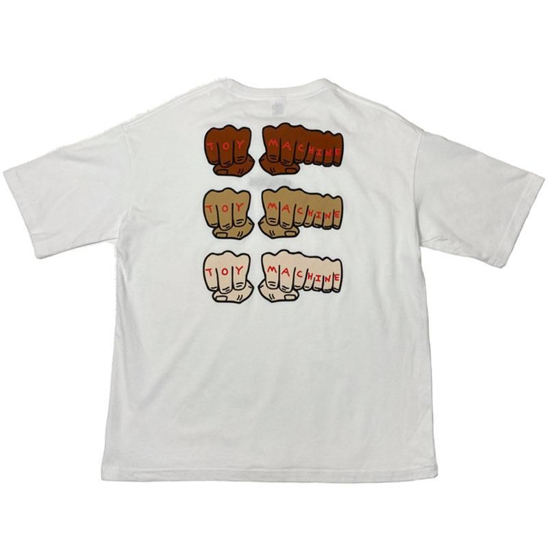 y TOYMACHINE / 3 COLOR FIST EMBROIDERY SS TEE / WHITE z@gC}V[@gC}@TVc@@zCg@@