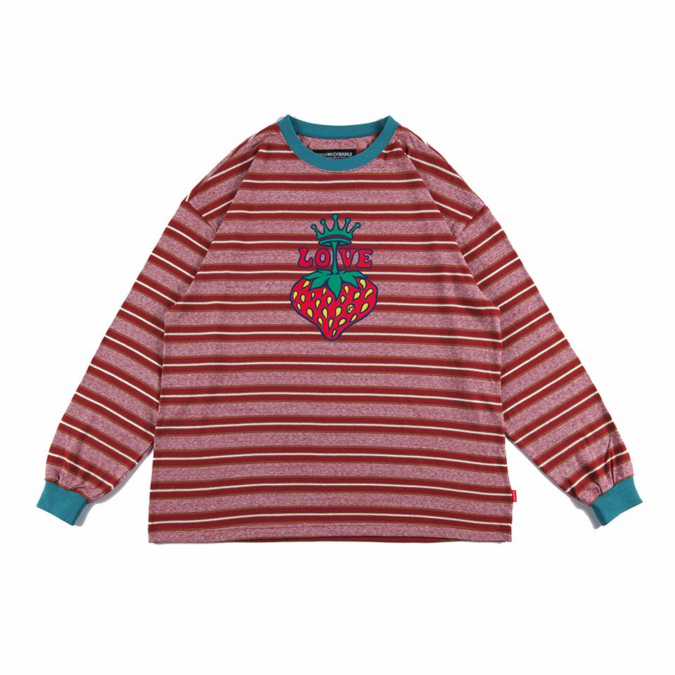 y ROLLING CRADLE / STRAWBERRY BORDER LONGSLEEVE / BURGUNDY z@[ONCh N  TVc {[_[ o[KfB Cbh 