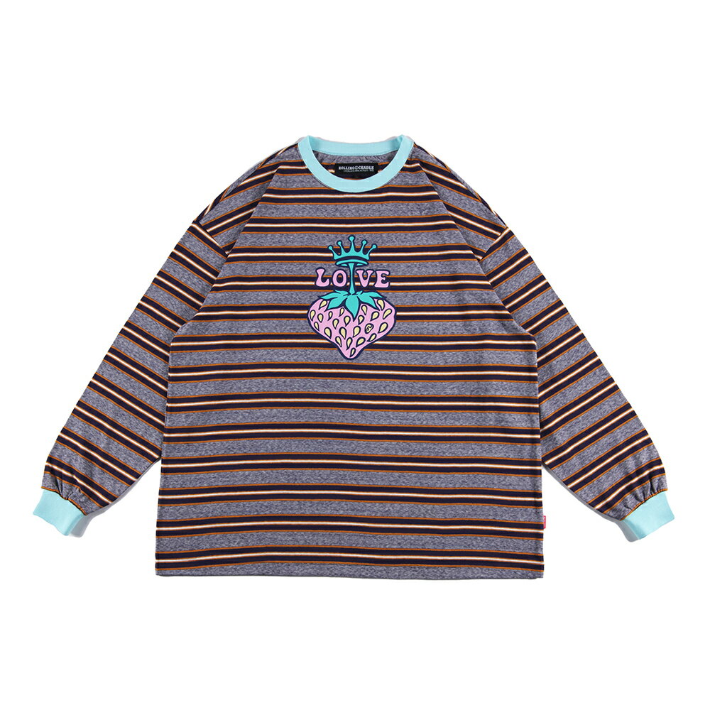 y ROLLING CRADLE / STRAWBERRY BORDER LONGSLEEVE / PURPLE z@[ONCh N  TVc {[_[ p[v 