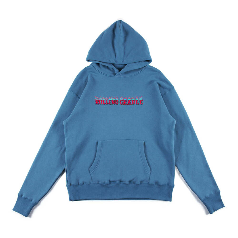 【 ROLLING CRADLE / BURNING LOGO HOODIE / AZURE BLUE 】 ローリングクレイドル ロリクレ パーカー フーディ スウェット アジュール ブルー 青