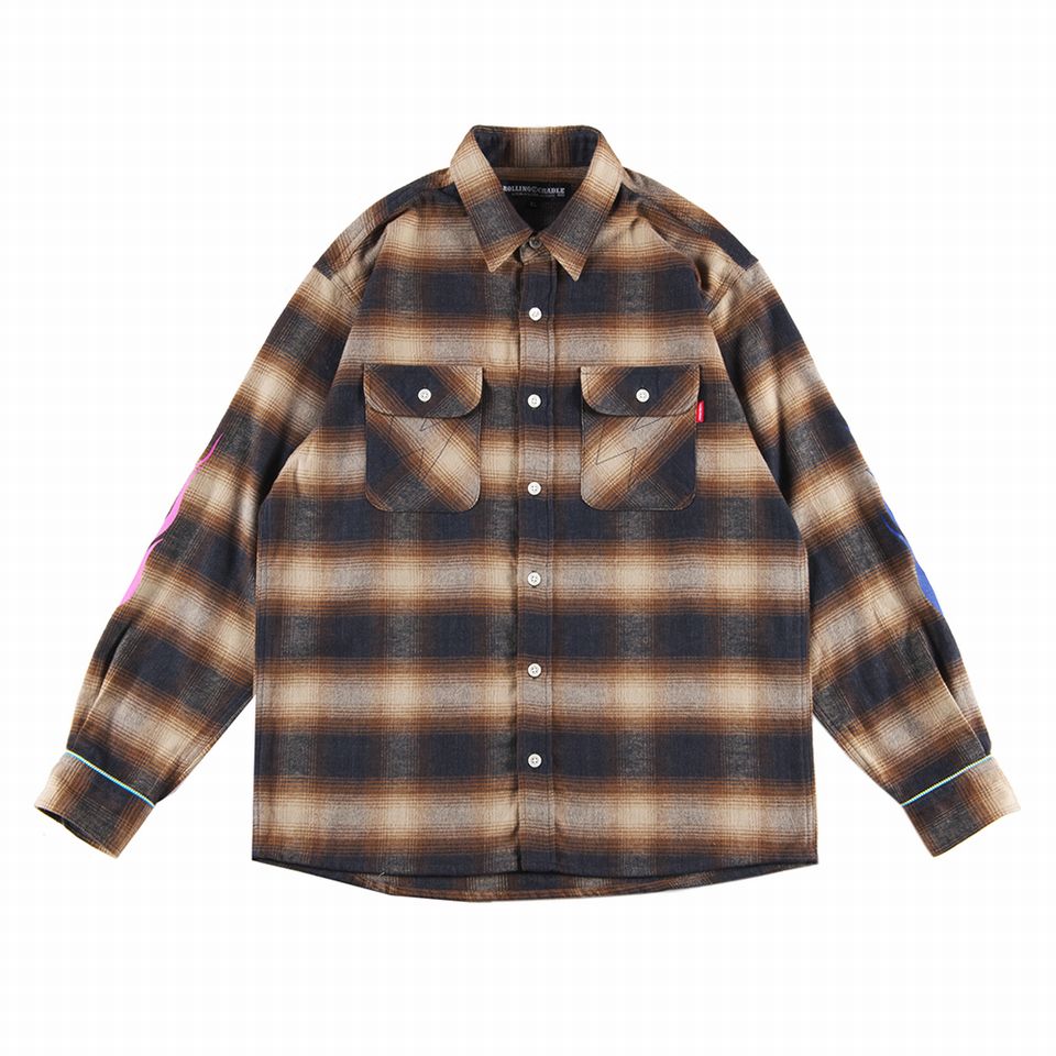 y ROLLING CRADLE / OMBRE CHECK SHIRT / BROWN z [ONCh N  Vc Iu `FbN t@C[ uE 