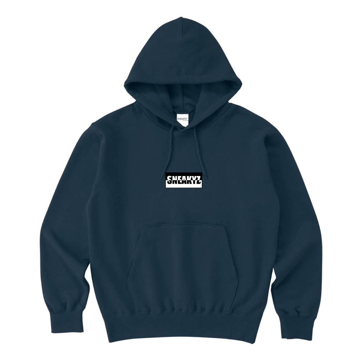 y SNEAKYZ / BICOLOR BOX LOGO HOODIE / NAVY z Xj[L[Y XEFbg p[J[ t[fB Xm[{[h XP[g{[h lCr[ 