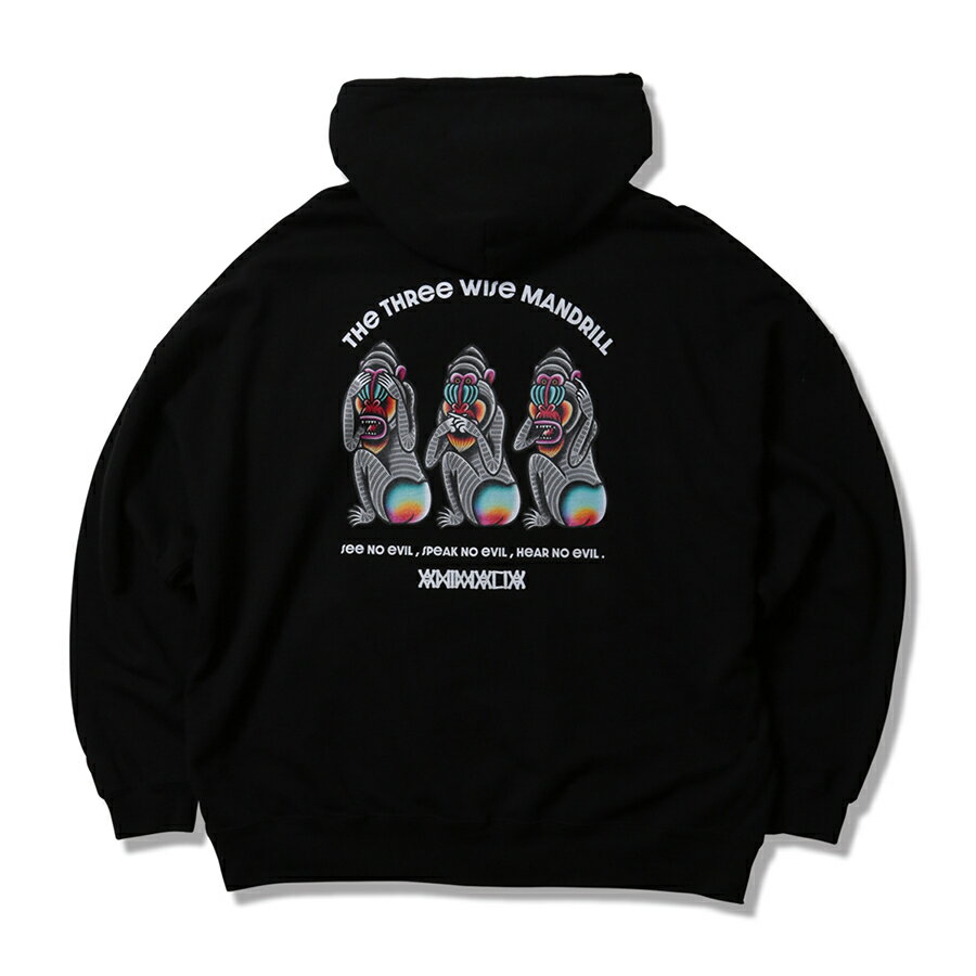 y ANIMALIA / BIG SILHOUETTE P/O HOODIE - THE THREE WISE MANDRILL / BLACK z Aj}A XEFbg p[J[ t[fB rbOVGbg ubN 