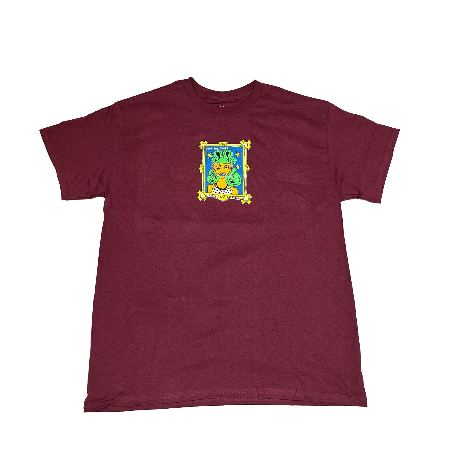 y KROOKED / FEAR S/S TEE / MAROON z NLbh  TVc }[ Cbh o[KfB XP[g{[h