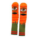 【 TOYMACHINE / SECT EYE STRIPE SOCK / ORANGE × ARMY 】 トイマシーン ソックス 靴下 スケートボード　スケボー　ボーダー　オレンジ　アーミー グリーン　カーキ