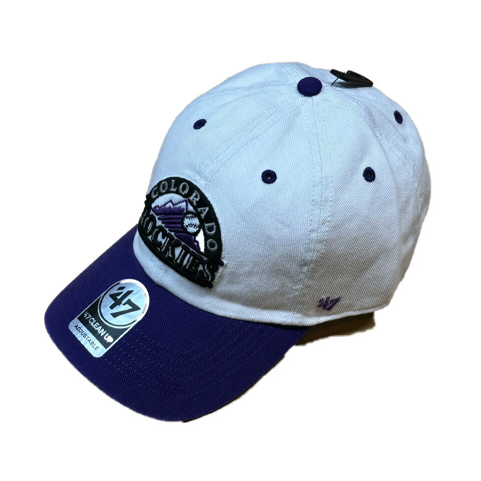 【 '47 / CLEAN UP Double Header Diamond Rockies / WHITE × PURPLE 】 フォーティーセブン ベースボール キャップ MLB ロッキーズ　カーブバイザー 2トーン ホワイト 白 パープル 紫