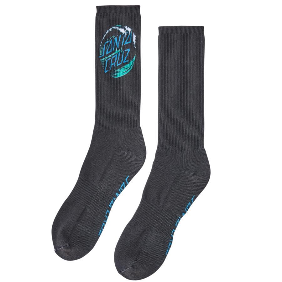 【 SANTA CRUZ / WAVE DOT SOCKS / BLACK 】 サンタクルーズ ソックス 靴下 ブラック 黒 スケートボード スノーボード