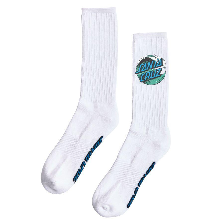 【 SANTA CRUZ / WAVE DOT SOCKS / WHITE 】 サンタクルーズ ソックス 靴下 ホワイト 白 スケートボード スノーボード