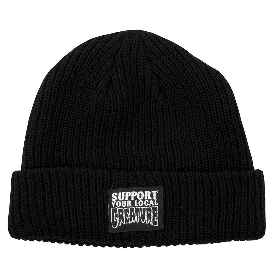 y CREATURE / SUPPORT BEANIE / BLACK z N[`[ jbgLbv r[j[ ubN  XP[g{[h