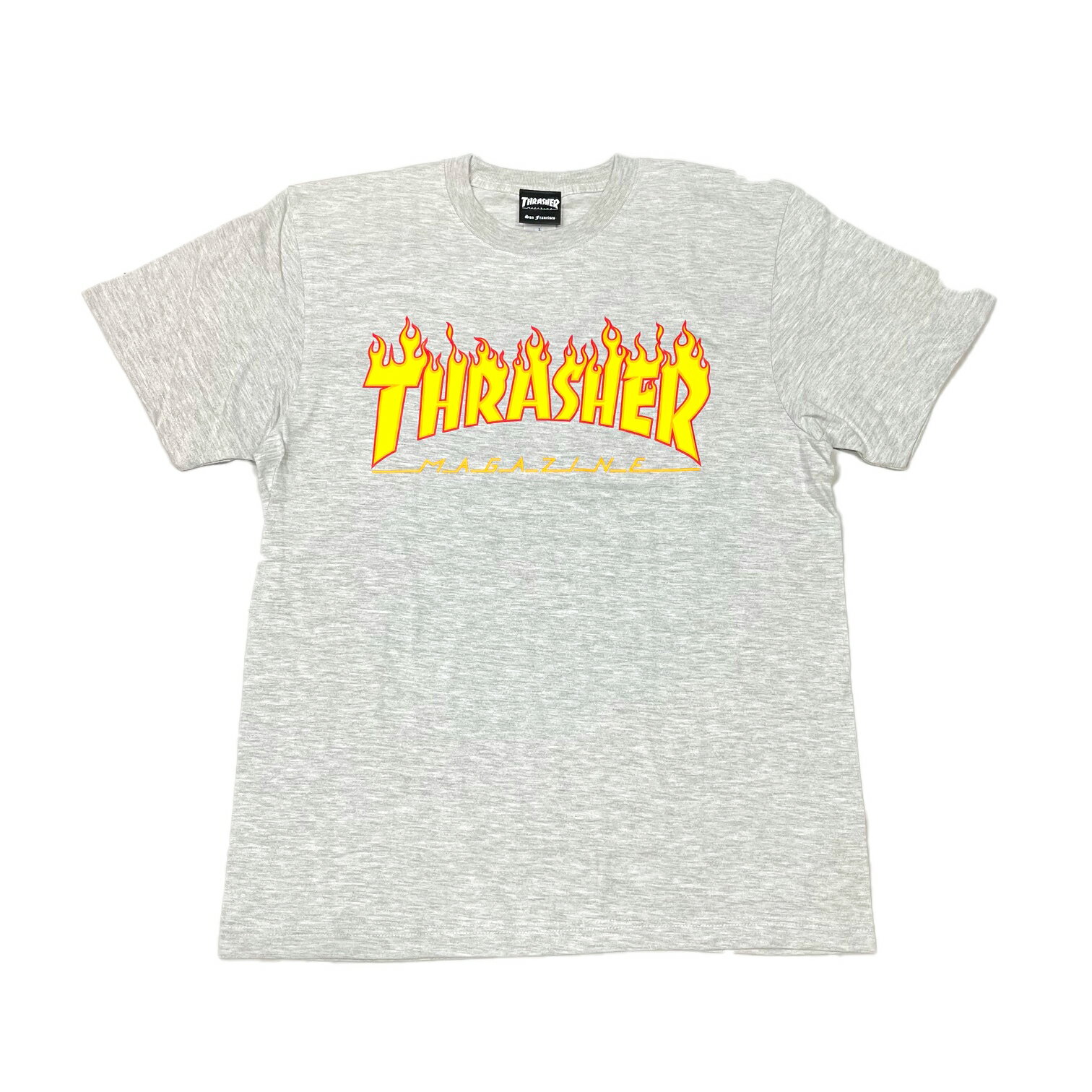 【 THRASHER / FLAME S/S TEE / ASH 】 スラッシャー 半袖 Tシャツ アッシュ グレー 灰 スケートボード
