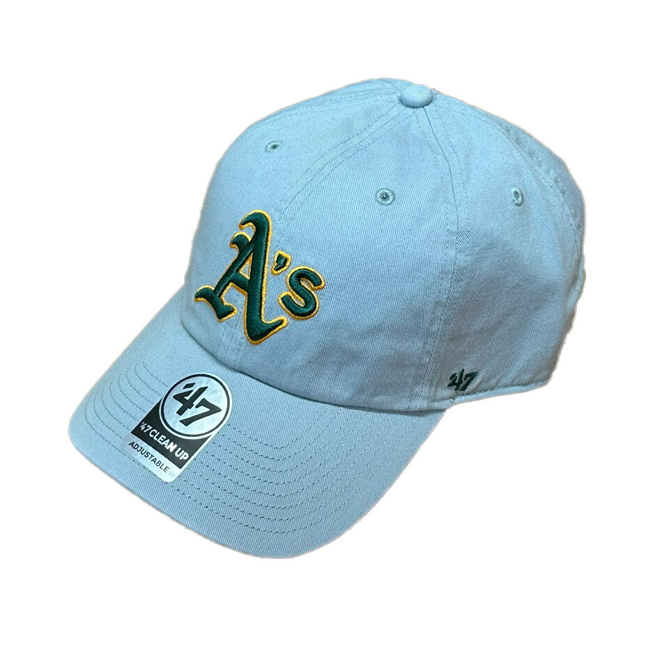 【 '47 / CLEAN UP Athletics / STORM 】 フォーティーセブン ベースボール キャップ MLB アスレチックス カーブバイザー バックルバック ストーム ライトグレー グレー