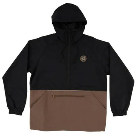 【 SANTA CRUZ / BREAK TRAIL UNLINED ANORAK JACKET / BLACK ×BROWN 】 サンタクルーズ アノラック ナイロン ジャケット アウター ウインドブレーカー プルオーバー ブラック 黒 スケートボード