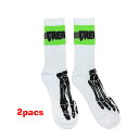 【 CREATURE / TRENCH FOOT 2PK SOCKS / WHITE 】 クリーチャー ソックス 靴下 2足組 ホワイト 白 蛍光 グリーン スケボー スケートボード