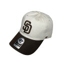 【 '47 / CLEAN UP GRAND STAND Padres / BONE × BROWN 】 フォーティーセブン ベースボール キャップ MLB パドレス ストラップバック ナチュラル オフホワイト アイボリー ツートーン(4)