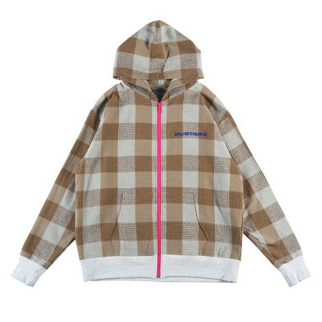 【 ROLLING CRADLE / WAFFLE ZIP HOODIE / BEIGE 】ローリングクレイドル ロリクレ パーカー フーディ ワッフル サーマル チェック ジップアップ ベージュのサムネイル