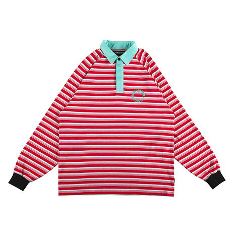 【 ROLLING CRADLE / BORDER COLLAR LONGSLEEVE / RED 】 ローリングクレイドル　ロリクレ　ボーダーシャツ　ロングスリーブ　カットソー　レッド　赤　水色　送料無料のサムネイル