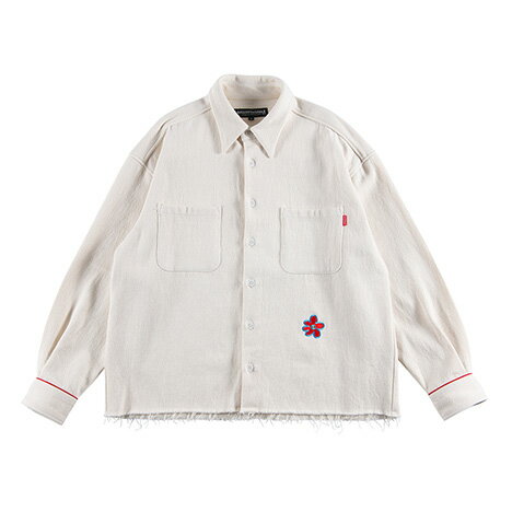 【 ROLLING CRADLE / FLOWER DYED DENIM SHIRT / WHITE 】　ローリングクレイドル　ロリクレ　シャツ　デニム　デニムシャツ　カツラギデニム　白　ホワイト　送料無料