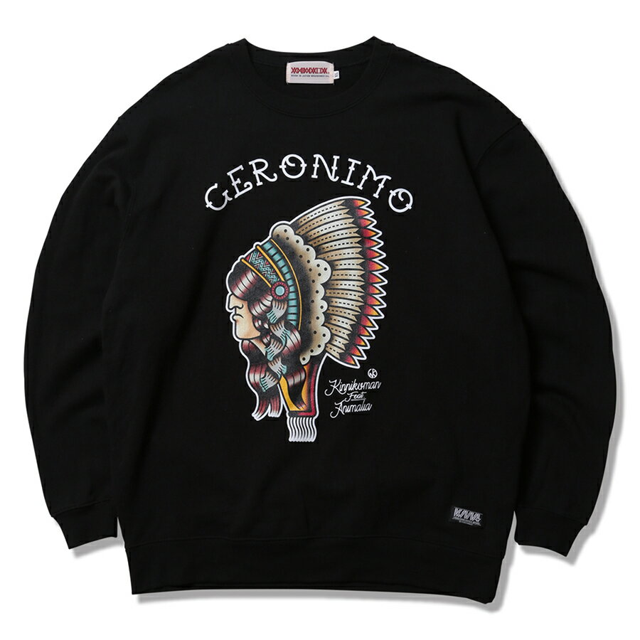 楽天OHCA clothing　楽天市場店【 ANIMALIA / GERONIMO CREW NECK SWEAT / BLACK 】　アニマリア　キン肉マン　ジェロニモ　クルーネック　トレーナー　スウェット　ブラック　黒　送料無料