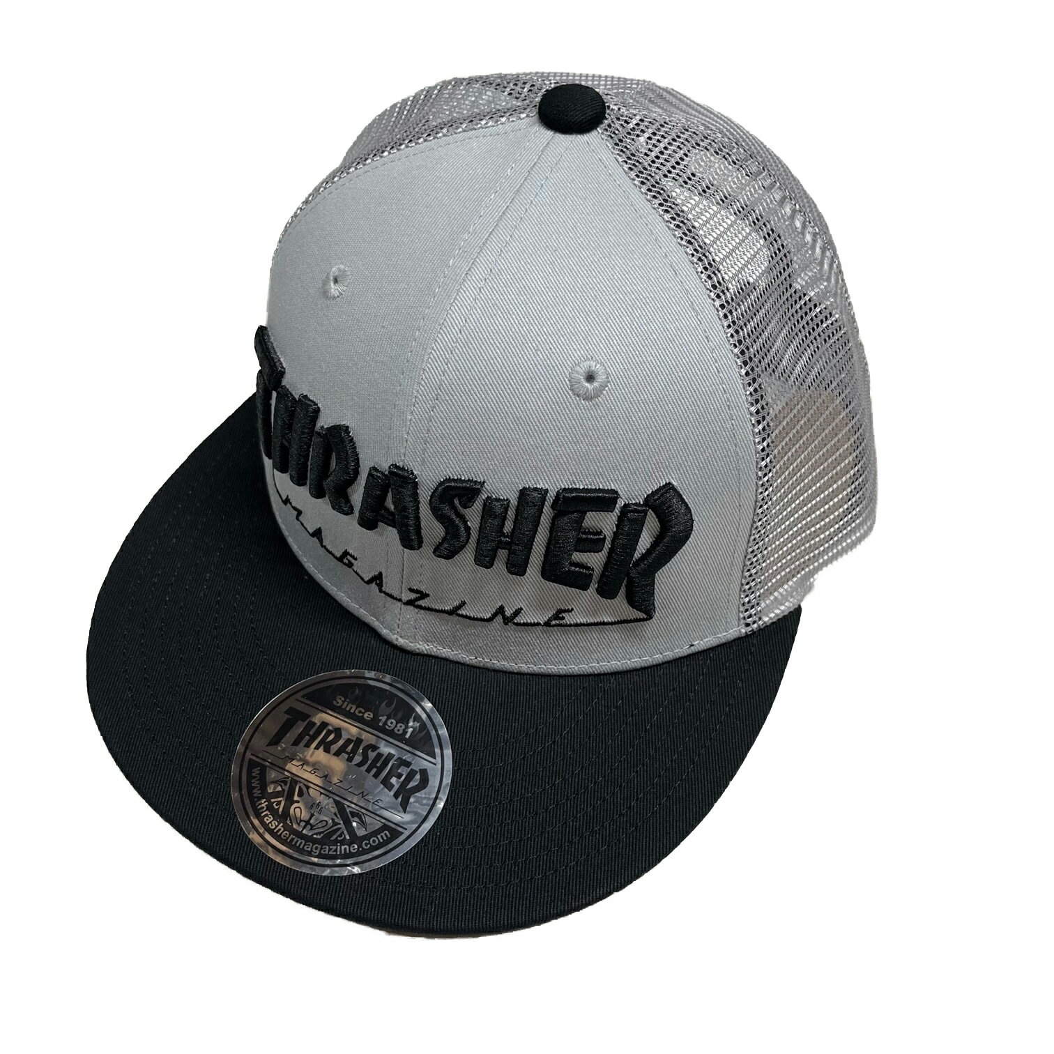 y THRASHER / MAG LOGO MESH CAP / GRAY ~ BLACK z XbV[ bVLbv tbgoCU[ O[ D 2g[ XP[g{[h