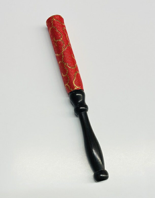 ★普通郵便発送可！★【仏具】　黒檀りん棒　金襴巻　4寸（12cm）　赤(3)