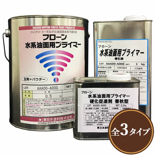 프론 수계 유면용 프라이머[촉진제 첨부] 2.8kg 세트(약 9평미/1회 칠) 블리드/속건성/차단/저취/콘크리트/수성/동일본 도료