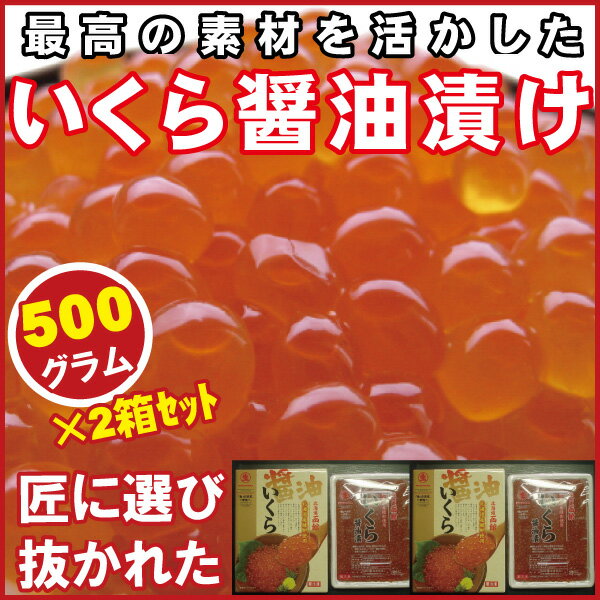 北海道産いくら醤油漬け2箱セット（化粧箱入り500g×2箱）【いくら】【お惣菜】【冷凍便】【厳選】ク10