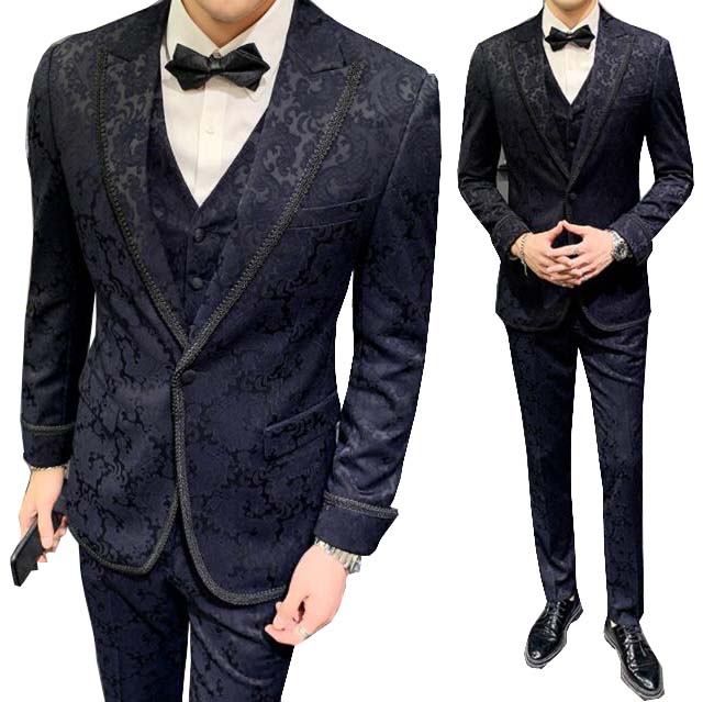 【送料無料】スーツセット メンズ セットアップ 紳士服 結婚式スーツ 6点セット 一つボタン 花柄 パーティー 司会 フォーマルスーツ ビジネス 二次会 披露宴 スリムスーツ スタイリッシュ 細身スーツ 二次会 披露宴 大きいサイズ 4XLまで 気質優雅 おしゃれ