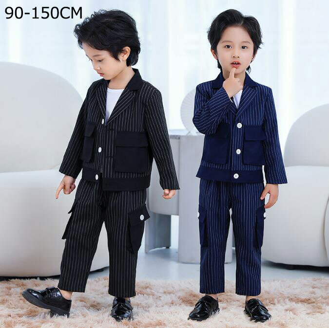Rakuten - 【送料無料】ベビースーツ 男の子 スーツ 子供スーツ 男の子 フォーマルスーツ 上下セット キッズスーツ セット 3点セット　ジャケット+パンツ+長袖Tシャツ 発表会スーツ 入学式 入園式 結婚式 卒園式 卒業式スーツ 演奏会 オーデション モデルショー スーツ 90-150cm