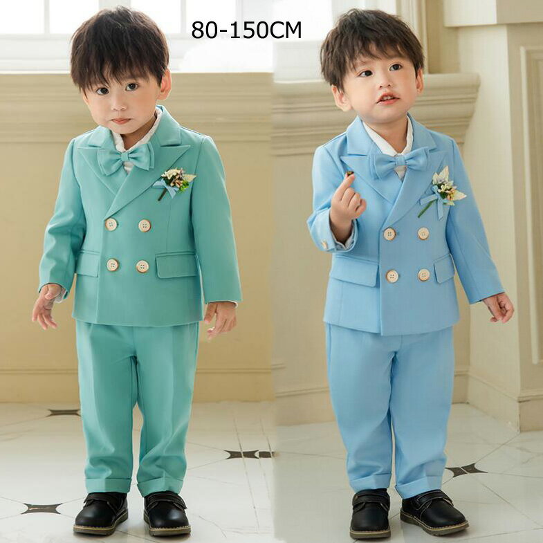 【送料無料】ベビー 子供服 フォーマルスーツ キッズスーツ 子どもスーツ 男の子 男の子スーツ タキシード 入学式 入園式スーツ 卒園式 誕生日 結婚式 お受験 発表会スー パーティー 上下セット 6点セット ジャケット+ベスト+パンツ+シャツ+蝶結び+コサージュ 礼服
