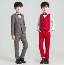 【送料無料】3ピース 子供スーツ 男の子スーツ 3点セット ジャケット+ベスト+パンツ こどもスーツ 子供服 キッズ フォーマルスーツ セットアップ 入学式 卒業式 結婚式 七五三 発表会 演奏会 スーツ カジュアル タキシード 舞台衣装 スーツ 子供 上下セット 礼服 90-150cm