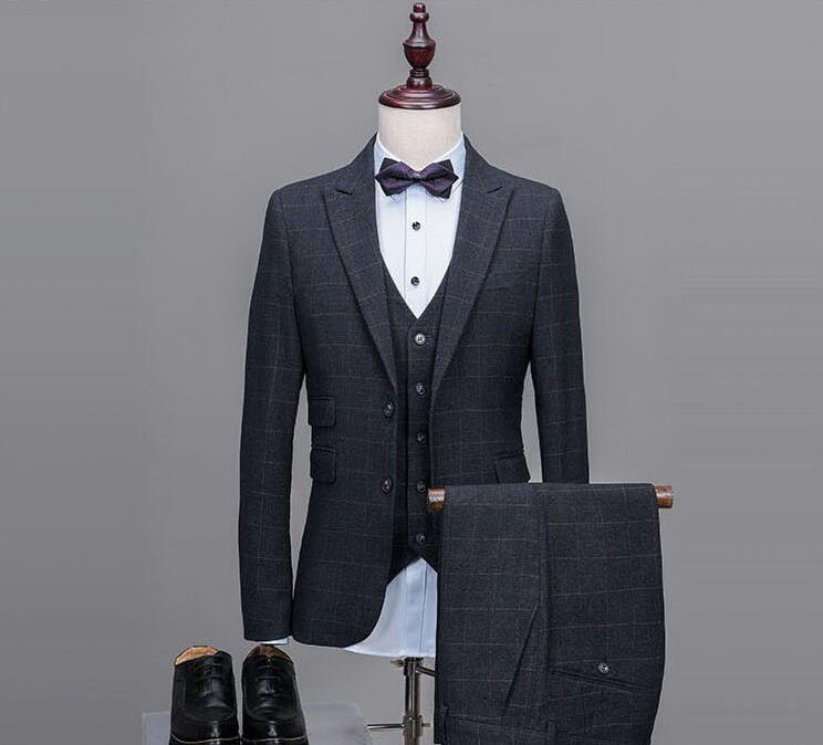 【送料無料】スリムスーツ 結婚式スーツ 披露宴 メンズスーツ パーティー 忘年会 ビジネススーツ フォーマルスーツ メンズ シングルスーツ 通勤 卒業式スーツ 成人式 スーツセット スリーピース ジャケット+ベスト+パンツ 3点セット セットアップ 韓国風 紳士服 細身スーツ