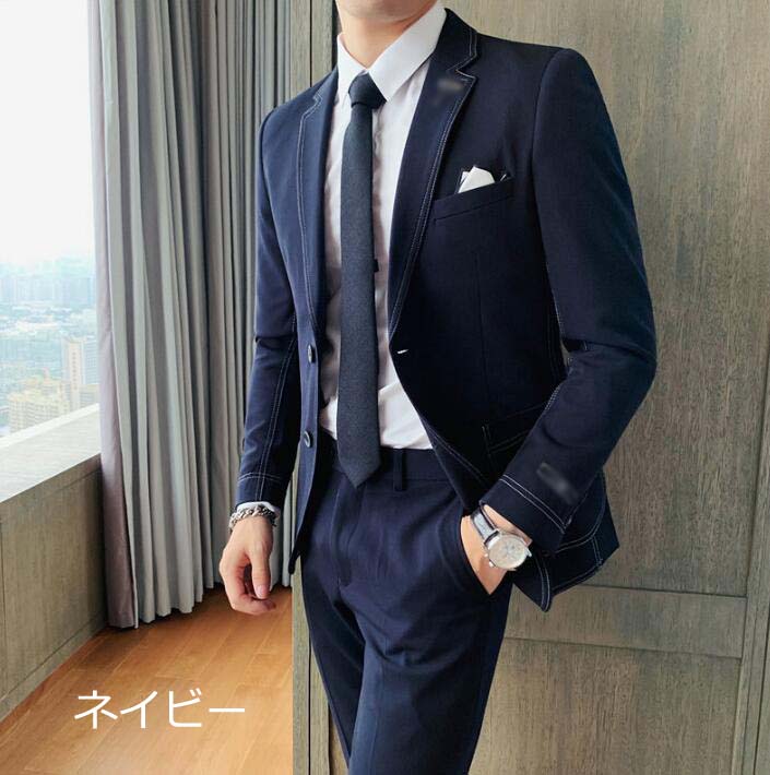 【送料無料】メンズスーツ シングルスーツ 2点セット ジャケット+パンツ スーツセット メンズ ビジネススーツ フォーマルスーツ 通勤 卒業式スーツ 成人式 韓国風 カジュアル セットアップ 大きいサイズ M-3XL 結婚式スーツ 披露宴 二次会 忘年会 パーティー