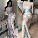 【送料無料】セクシー タイトワンピース 韓国風 お嬢様ワンピース 可愛い レディース 女性 素敵 ロングワンピース 袖なし きれいめ 細身 パーティードレス 大...