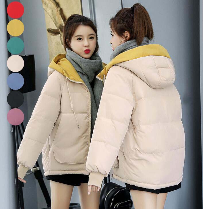 [무료 배송] 다운 코트 레이디스 쇼트 코트 푸드 첨부 겨울 아우터 안솜 코트 한국풍 심플 다운 재킷 인기 안솜 재킷 면 코트 방한복 예쁜 캐주얼 코트 통근 OL 체형 커버 방풍 방한 발군 S-3XL 가을 겨울