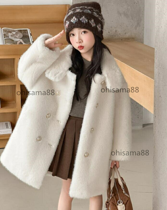 【送料無料】キッズコート もこもこ 通園 通学 ファーコート 可愛い アウター 厚手コート 女の子 防寒..