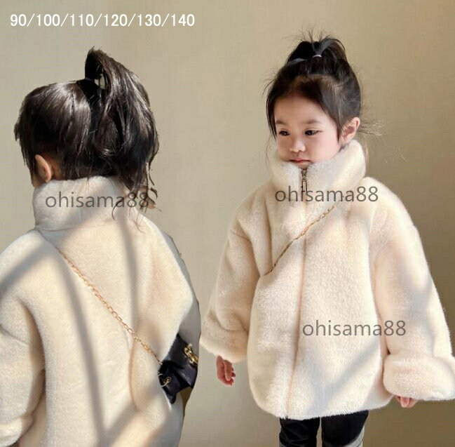 樂天商城 - 【送料無料】韓国風 子供ファーコート ふわふわ 女の子 暖かい 子供服 毛皮コート 無地 キッズコート ジャケット ファーコート 可愛い もこもこ 通園 通学 アウター 厚手コート 防寒服 冬服 キッズ コート 七五三 入学式 卒業式 お出かけ 暖かい上着