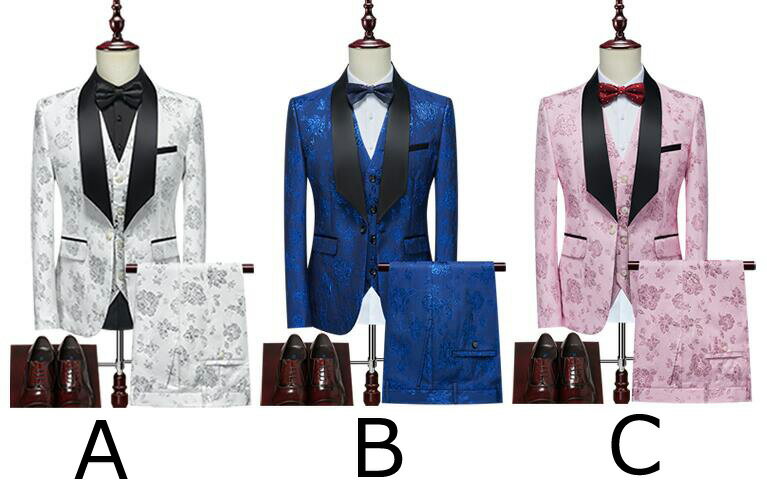 【送料無料】スリーピース フォーマルスーツ 結婚式スーツ 披露宴 パーティー 司会者 卒業式スーツ シングルスーツ メンズスーツ スーツセット メンズ ビジネススーツ 成人式 カジュアル セットアップ 紳士服 3点セット ジャケット+ベスト+パンツ 大きいサイズ M-6XL