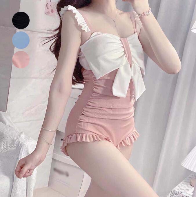 【送料無料】可愛い水着 みずぎ オールインワン リボン 大人 温泉 プール 水着 レディース 体型カバー 可愛い 小胸水着 韓国 タンキニ 露出控えめ ママ水着 セクシー 夏 女性水着 海 リゾート 肩見せ ビキニ 大きいサイズ 10代 20代 30代のサムネイル