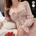 【送料無料】お姫様風 パジャマワンピース レディースパジャマ パット付き ネグリジェ ルームウェア 婦人パジャマ セクシー 長袖 夏 パジャマ 体型カバー ワンピース ランジェリー ナイトウェア 可愛い 部屋着 女性 妻 彼女 誕生日プレゼント