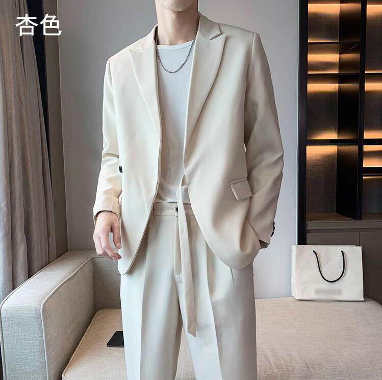 【送料無料】カジュアルスーツ メンズ スーツ ゆったり セットアップ 着痩せ 春秋 メンズスーツ スタイリッシュ スーツセット シングルスーツ 2点セット ジャケット パンツ 上下セット スリムスーツ 新生活 ビジネススーツ 通勤 結婚式 二次会スーツ お兄ちゃん系 M/L/XL/2XL