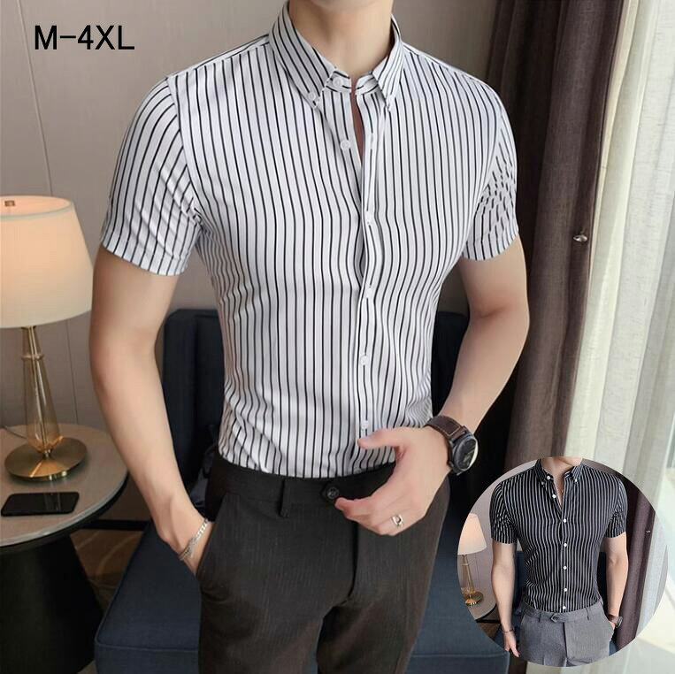 【送料無料】短袖ワイシャツ スーツシャツ 折り襟 メンズシャツ 通勤 会社 就活 かっこいい スリム ブラウス 肌触り良い おしゃれ 韓国風 ワイシャツ メンズ Yシャツ トップス ビジネス シャツ 大きいサイズ ドレスシャツ ボタンダウン ビジネスマン カジュアルシャツ