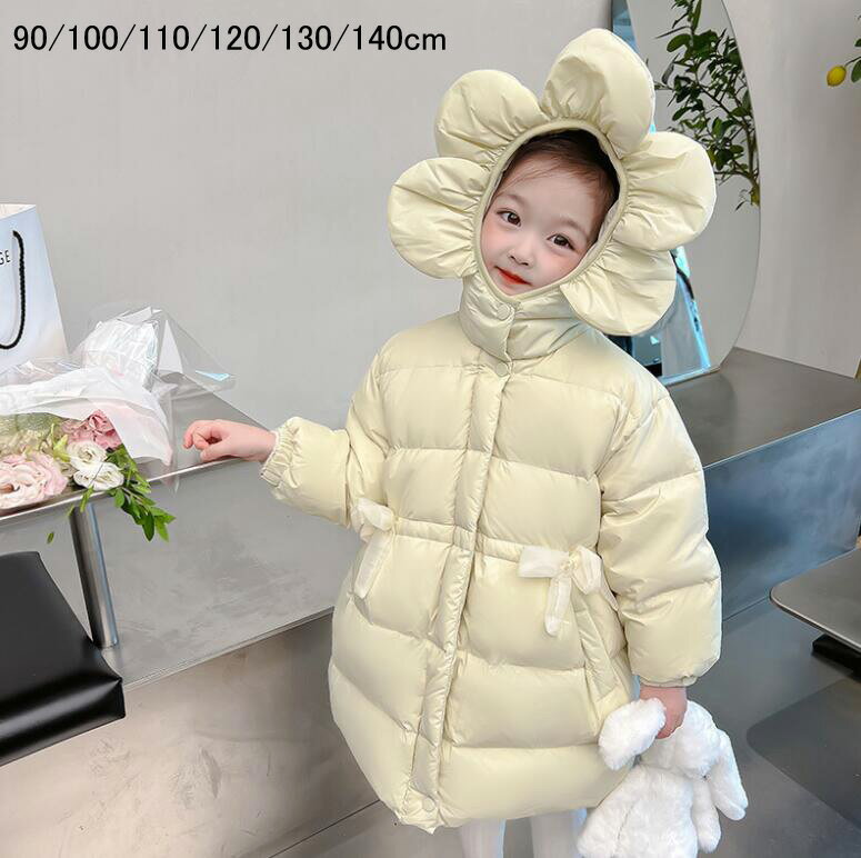 【送料無料】キッズダウンコート 女の子 可愛い 中綿 ダウンジャケット 子供服 キッズコート 暖かい アウター フード付き ダウンコート 防風 防寒着 中綿コート ジャケット シンプル トップス 防寒コート ベビー服 秋冬 中綿 厚手 通園 通学 お出かけ ジュニア(4)