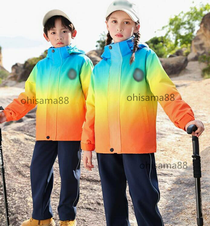 【送料無料】秋冬 ウィンドブレーカー アウター 団体服 子供服 マウンテンパーカー キッズ セットアップ ジップアップ ジャケット パンツ アウトドア 防風 キャンプ 暖かい アウトドアジャケット 制服 えんふく スポーツウェア 上下セット 男の子 女の子 登山ウェア
