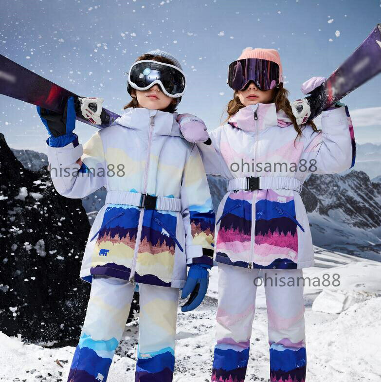 【新作登場！送料無料】子供スキーウェア 可愛い 暖かい スキーウェア 防水 ボードウェア セットアップ..