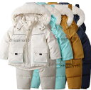 【目玉価額 !送料無料】子供スノーウェア 冬服 スノボ スキーウェア ダウンコート 暖かい 上下セット ジャケット+サロペット キッズスキーウェア 女の子 男の子 ボードウェア 可愛い 雪服 雪遊び スノボウェア スノボ 子どもダウンジャケット 中綿 ファー付き 防寒服