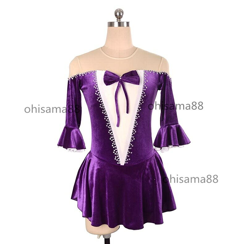 【送料無料】スケート衣装 女の子 スケートドレス 可愛い 専用レオタード 試験 競技着 スタンダード アイス衣装 子供 大人 アイススケートドレス 練習着 長袖 フィギュアスケート衣装 ドレス アイスダンス 演出用 舞台 レッスン用 アイススケートウェア リボン