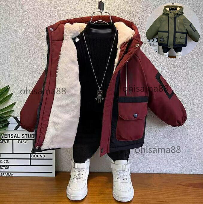乐天商城 - 【送料無料】子供服 ダウンコート ベビー服 中綿 キッズダウンコート 男の子 裏起毛 防寒コート 秋冬 可愛い アウター ジュニア お出かけ ジャケット シンプル トップス 防風コート キッズコート 通園 通学 中綿コート 厚手 ダウンジャケット フード付き 暖かい おしゃれ